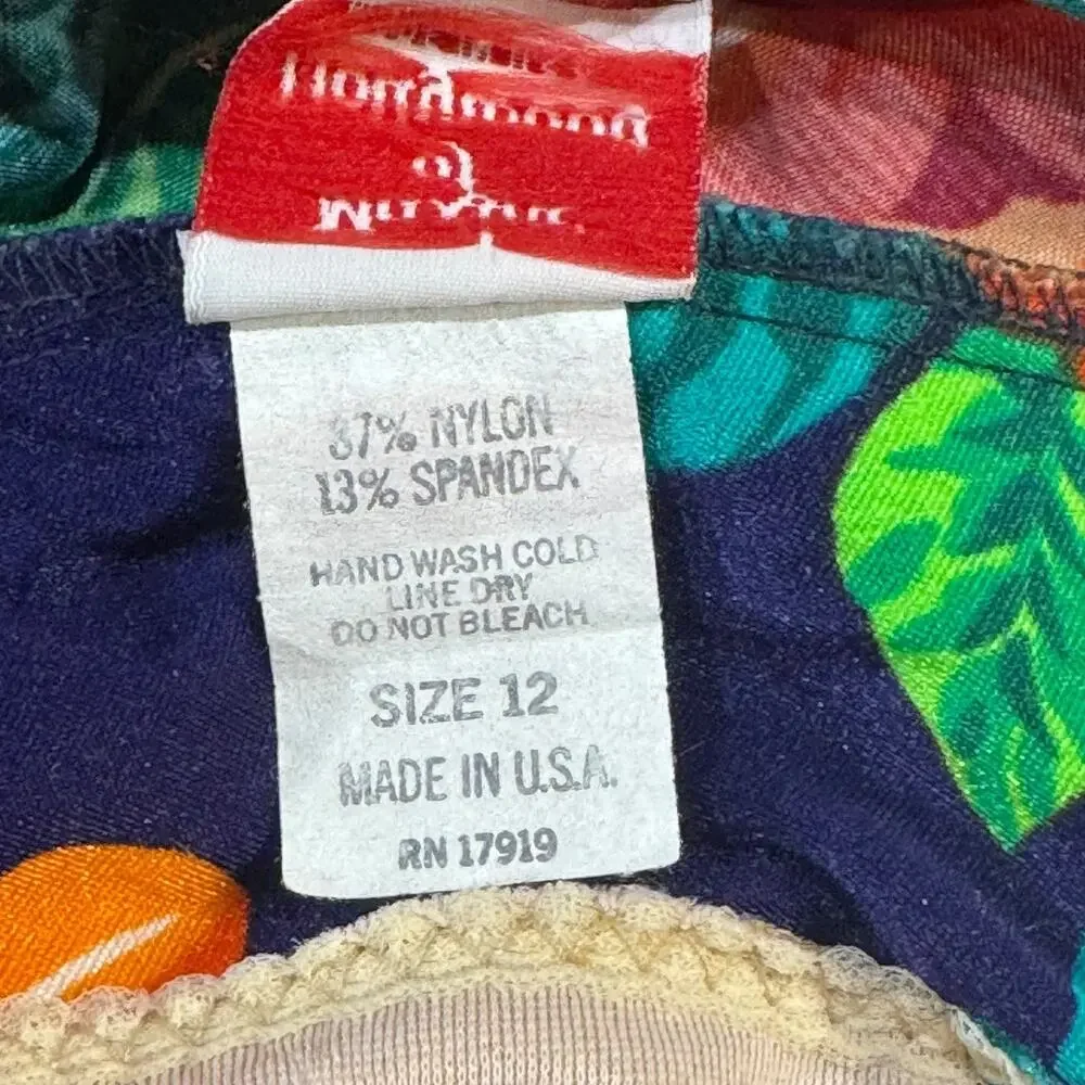 Maxine of Hollywood Made in USA Tropical Floral Swimsuit Skirt Vintage 80s 12